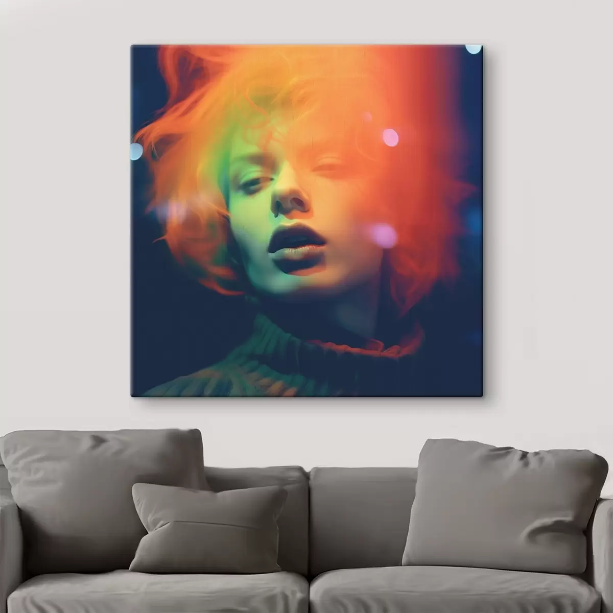 Wandbilder Helle bunte Porträt auf einem dunklen Hintergrund s41942