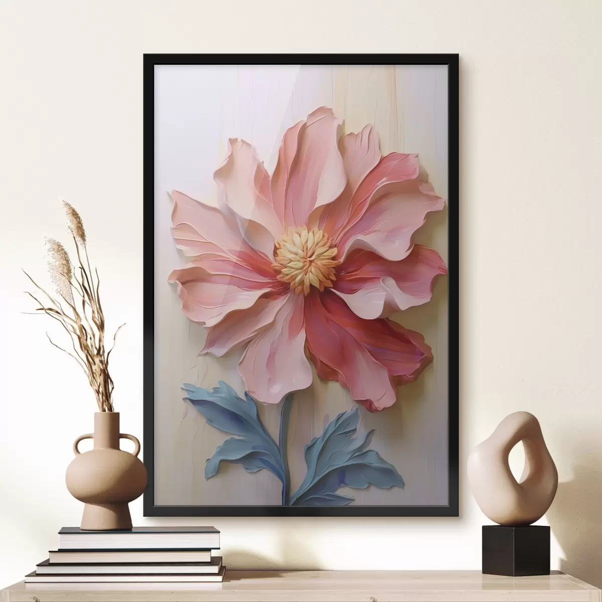 Poster Rosa Blume Nachahmung malen Striche f41941