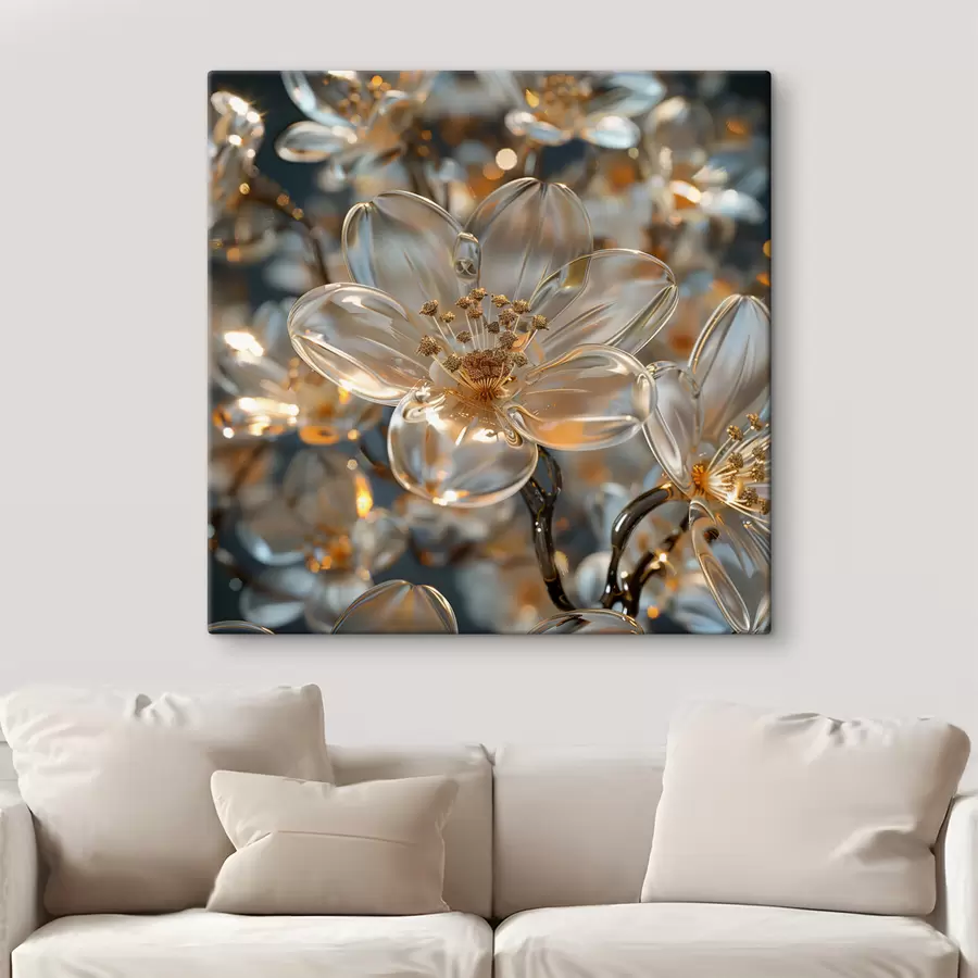 Wandbilder Glasblumen in Pastellfarben s40660