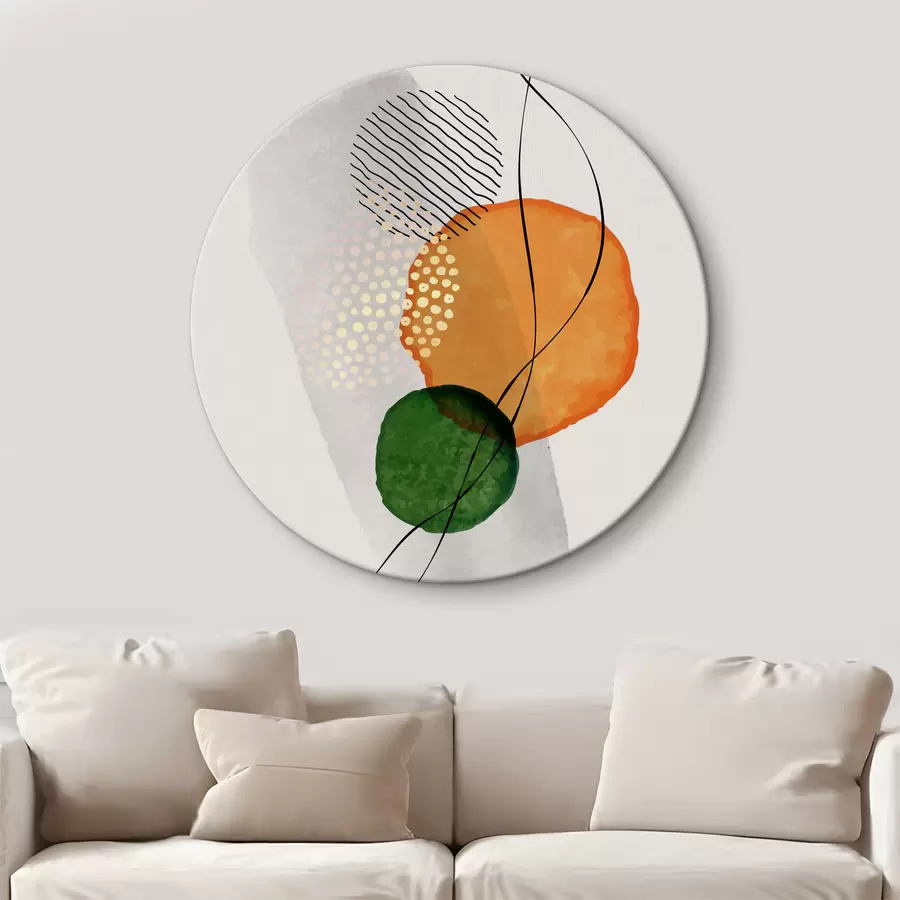 Wandbilder Abstrakte Harmonie: Kreise, Linien und lebendiger Fluss r35932