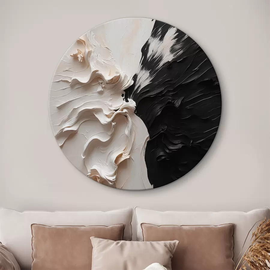 Wandbilder Abstraktes Ölgemälde in Weiß- und Schwarztönen r38300