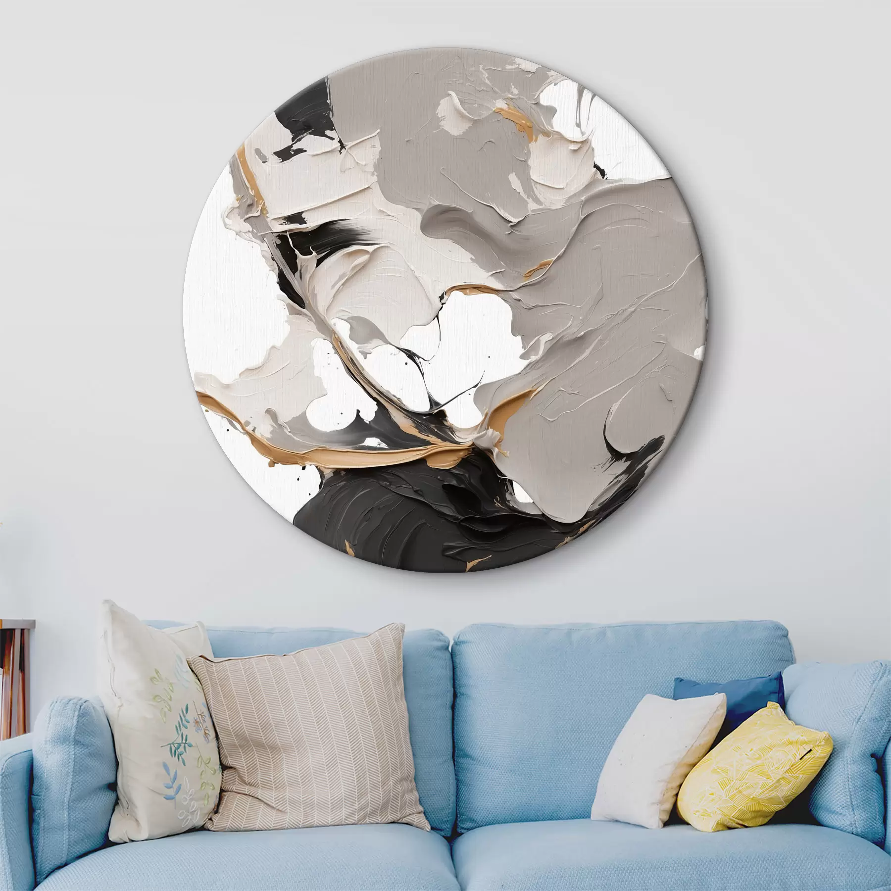 Wandbilder Abstraktes Gemälde in Weiß- und Grautönen r38855