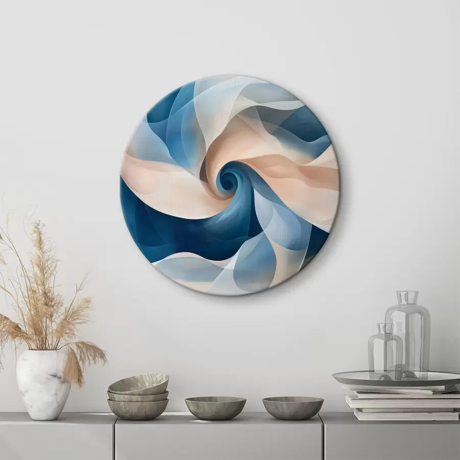 Wandbilder abstrakter Wirbel beige-blau r40249
