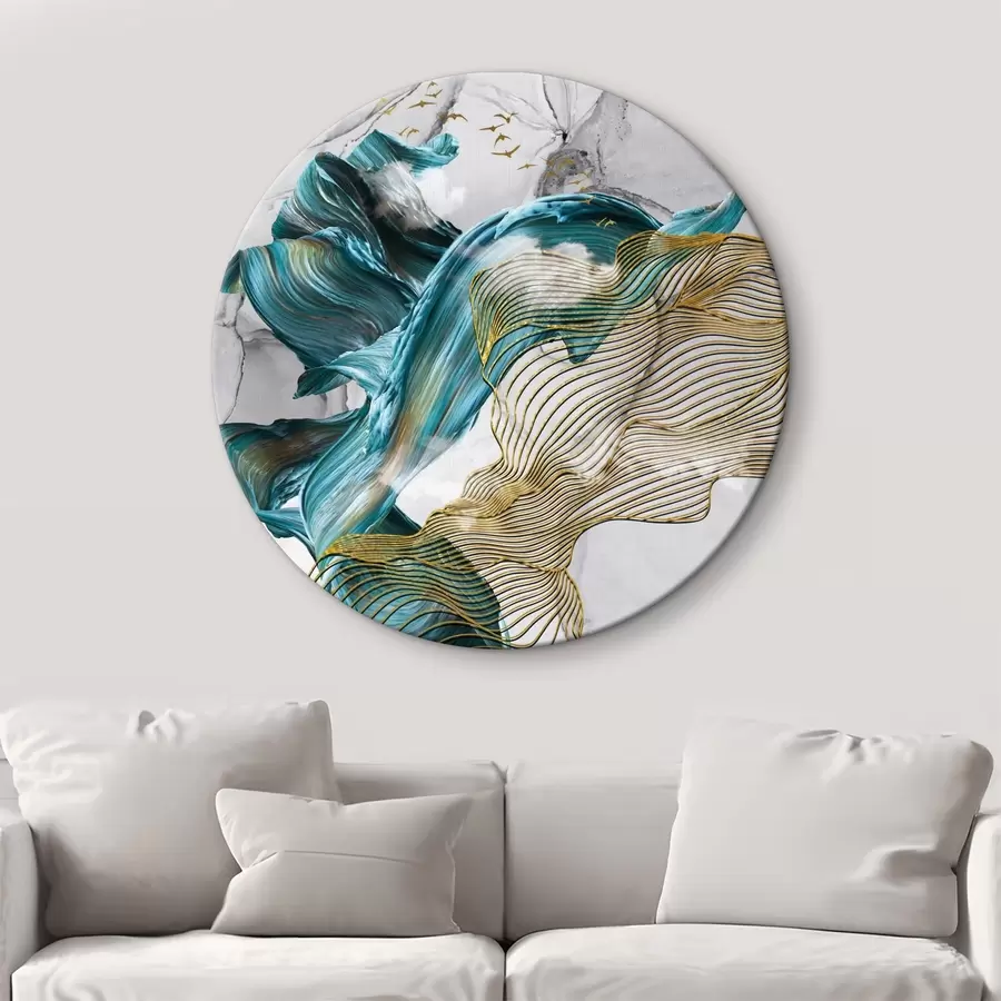 Wandbilder Abstrakte Wellen mit blaugrünen und fließenden Linienmustern r35797