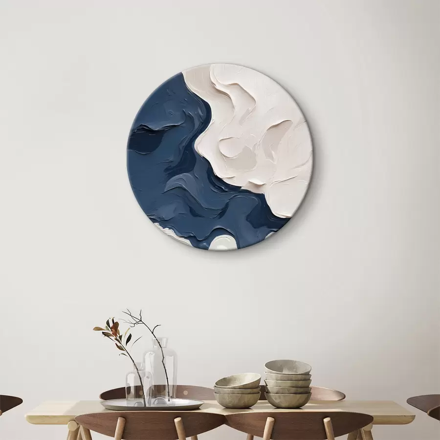 Wandbilder Abstraktion mit weißen und blauen Ölfarben r40058