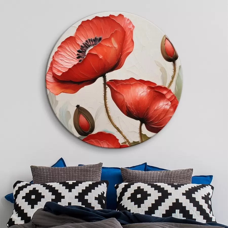 Wandbilder Schöne rote Mohnblumen mit Ölfarben r38734