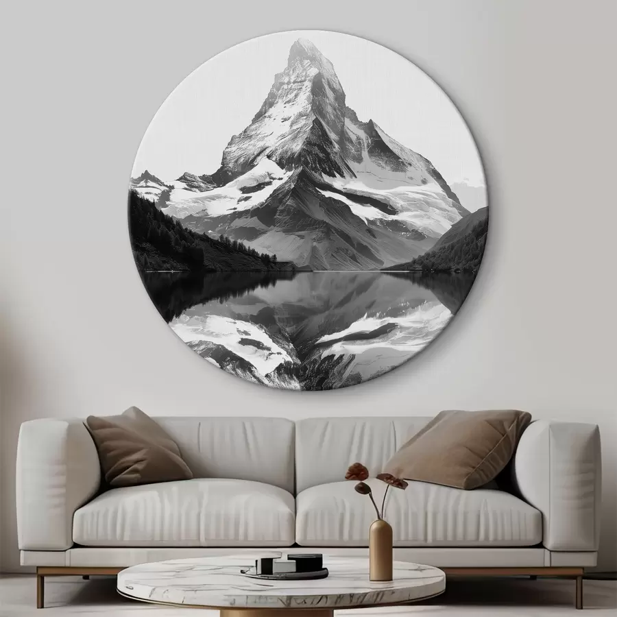 Wandbilder Schwarz-Weiß-Bild eines Berges im minimalistischen Stil r39638