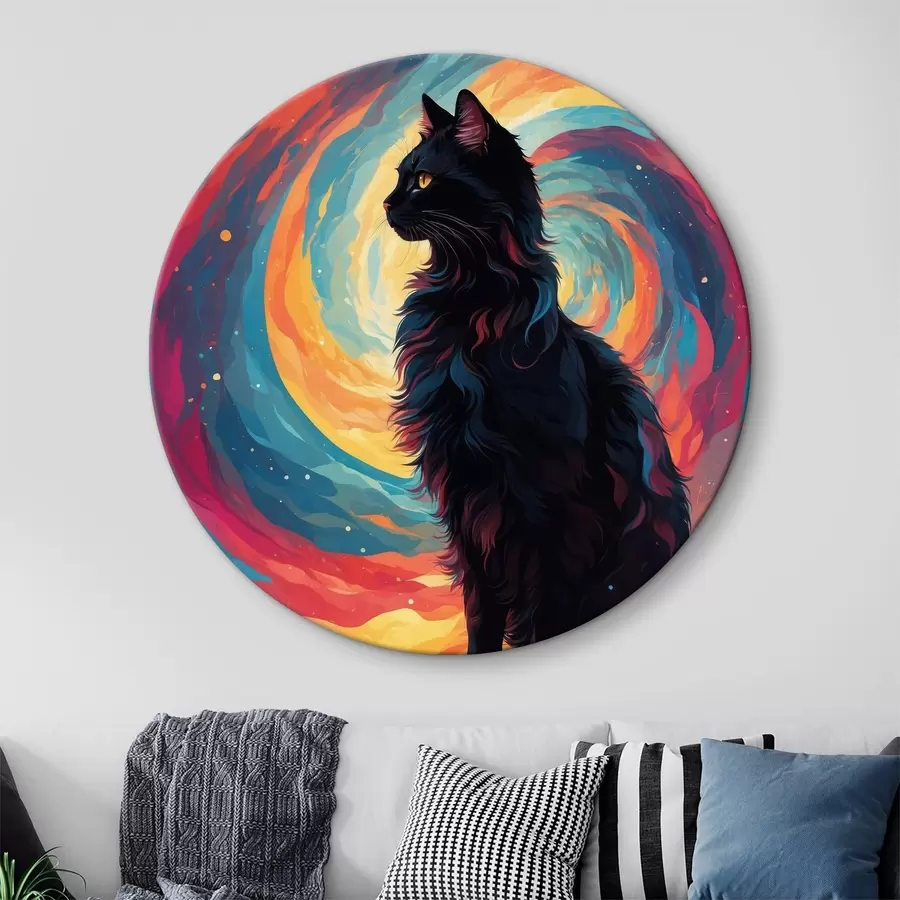 Wandbilder Schwarze Katze auf Weltraumhintergrund r39370