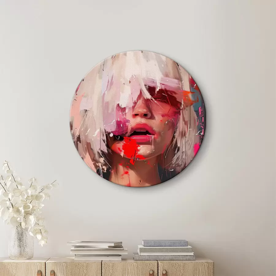 Wandbilder Blondes Mädchen mit eckigem Bob und bunter Farbe r40110