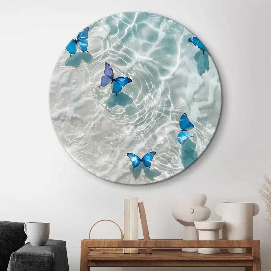 Wandbilder Blaue Schmetterlinge auf einer Meereswelle r39228