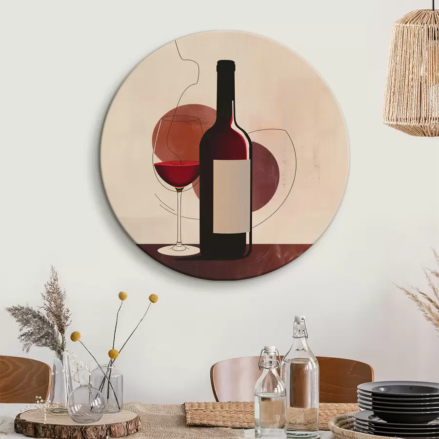 Wandbilder Flasche Wein und Glas mit Wein r40191