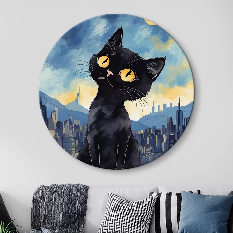 Wandbilder Katze auf einem Stadthintergrund r38861