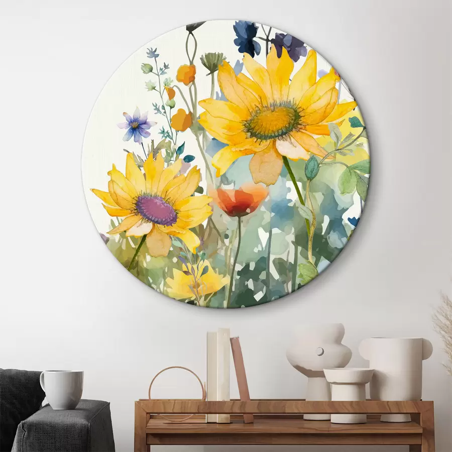 Wandbilder Bunte Aquarell-Wildblumen r39338