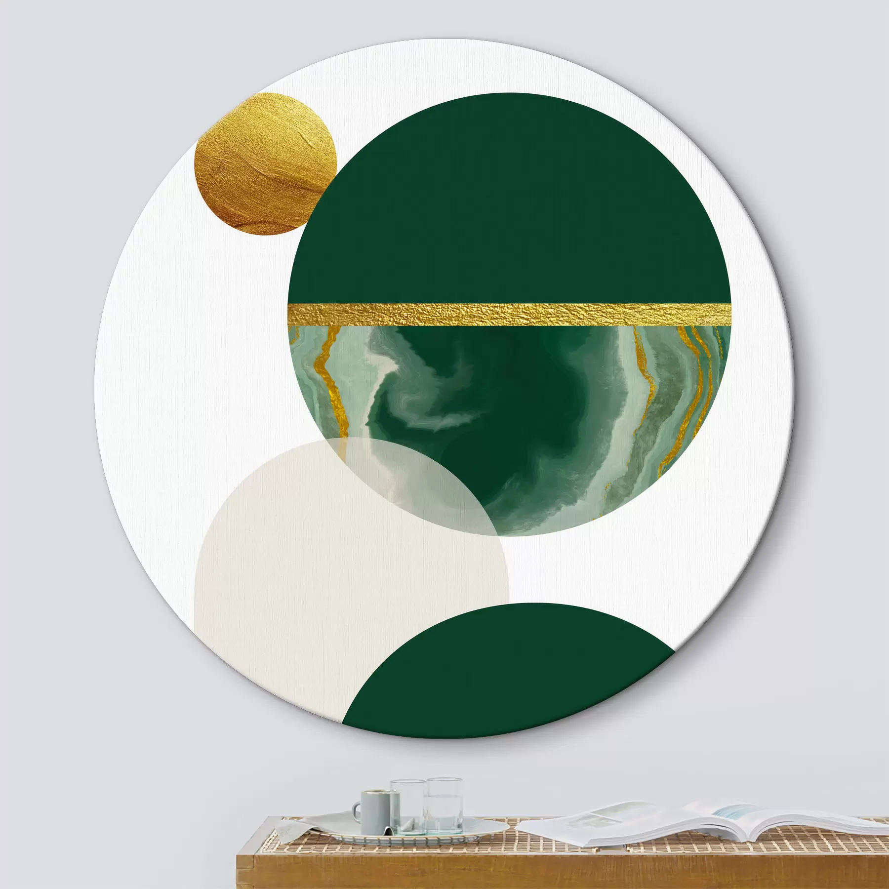 Wandbilder Smaragd-Balance: Geometrisches Design mit Naturtönen r35985