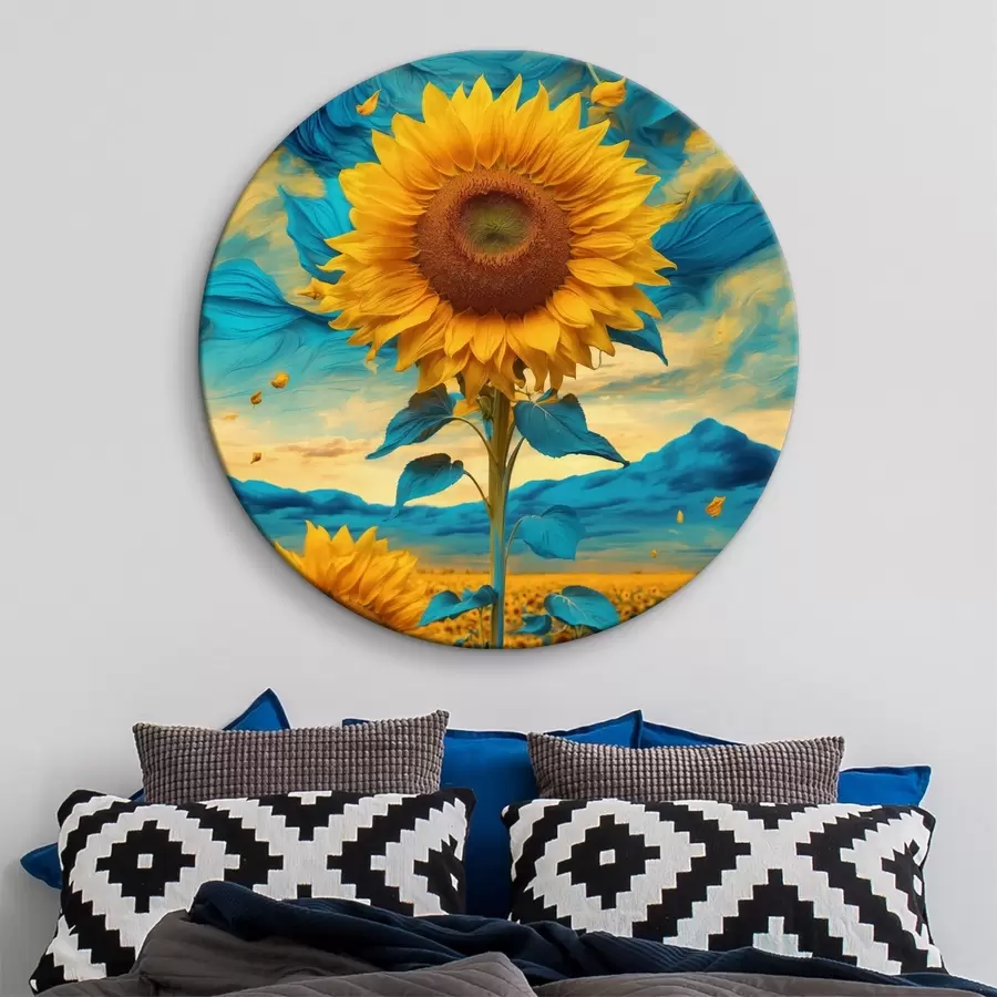 Wandbilder Feld von Sonnenblumen über abstrakten Himmel r39367