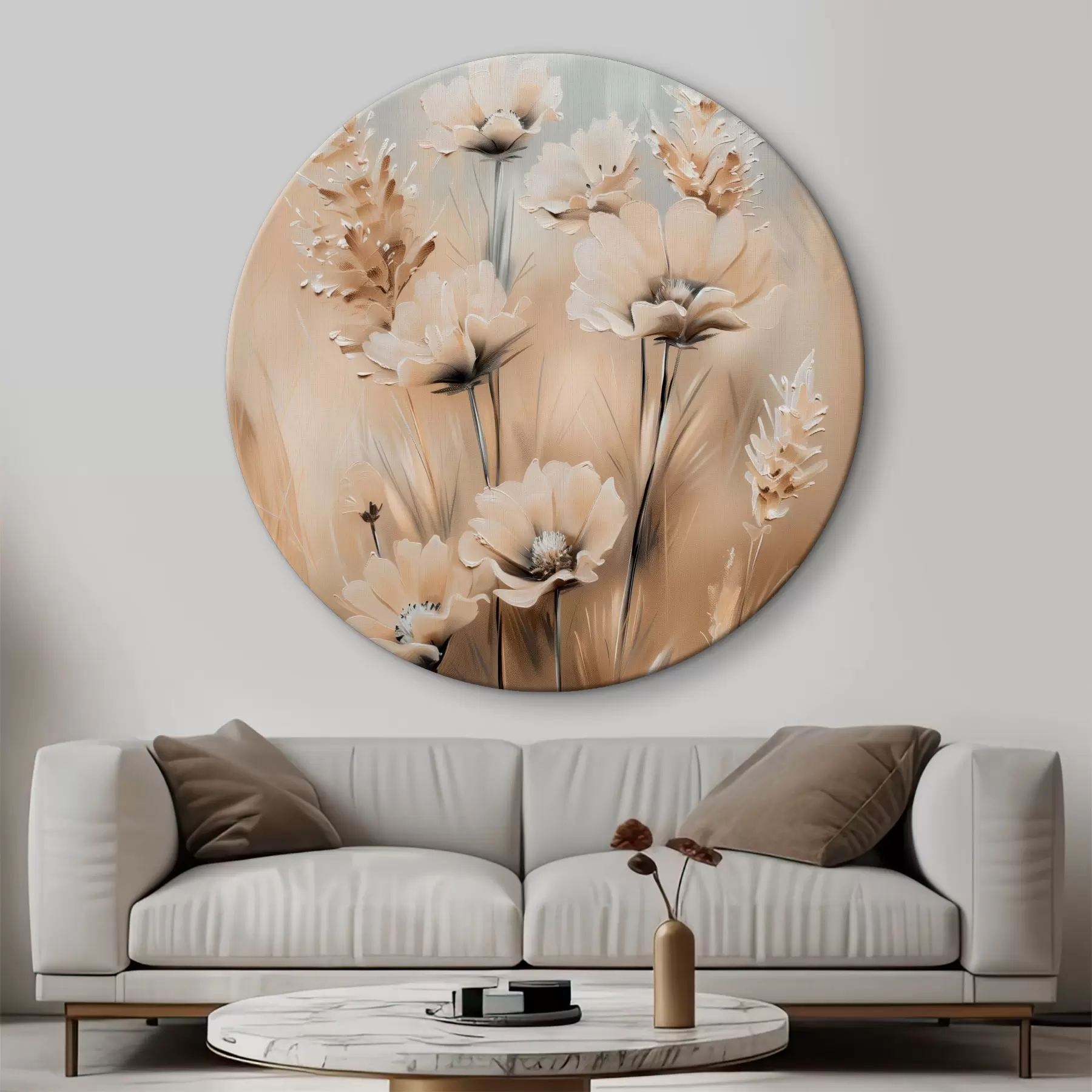 Wandbilder Blumen auf dem Feld in Beigetönen r38720