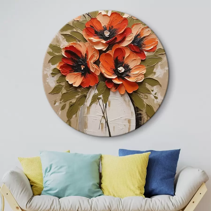 Wandbilder Blumen in weißer Vase auf rosa Hintergrund r38176