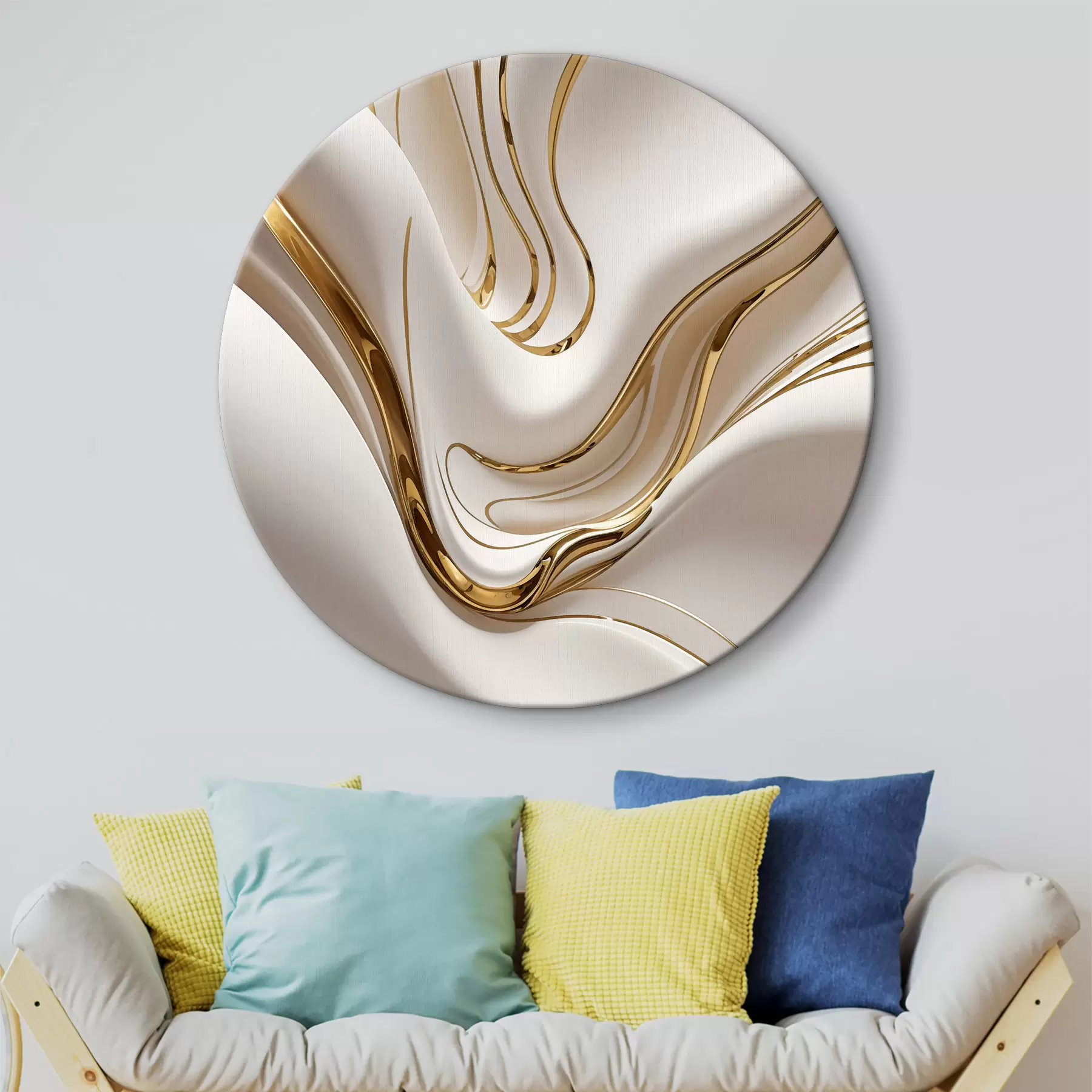 Wandbilder Fließende weiße abstrakte Formen, die an flüssiges oder geschmolzenes Metall erinnern, dynamische Komposition r38767