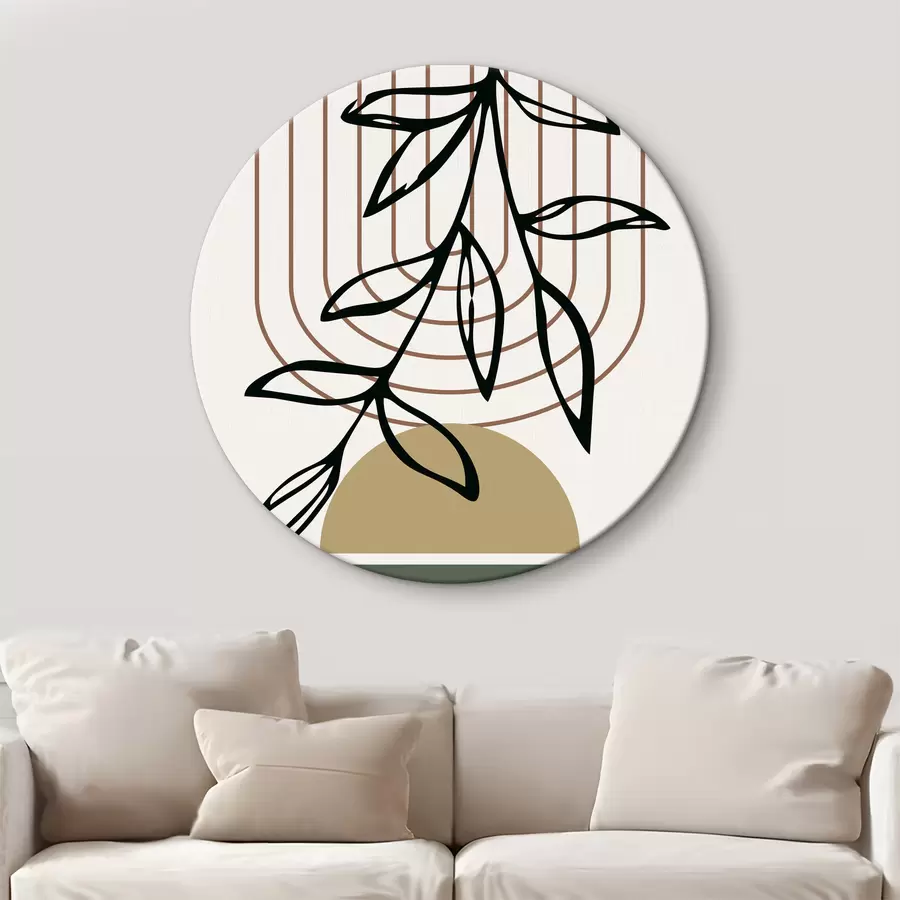 Wandbilder Geometrische Halbkreise mit hängender abstrakter Pflanze und Spirale r36188