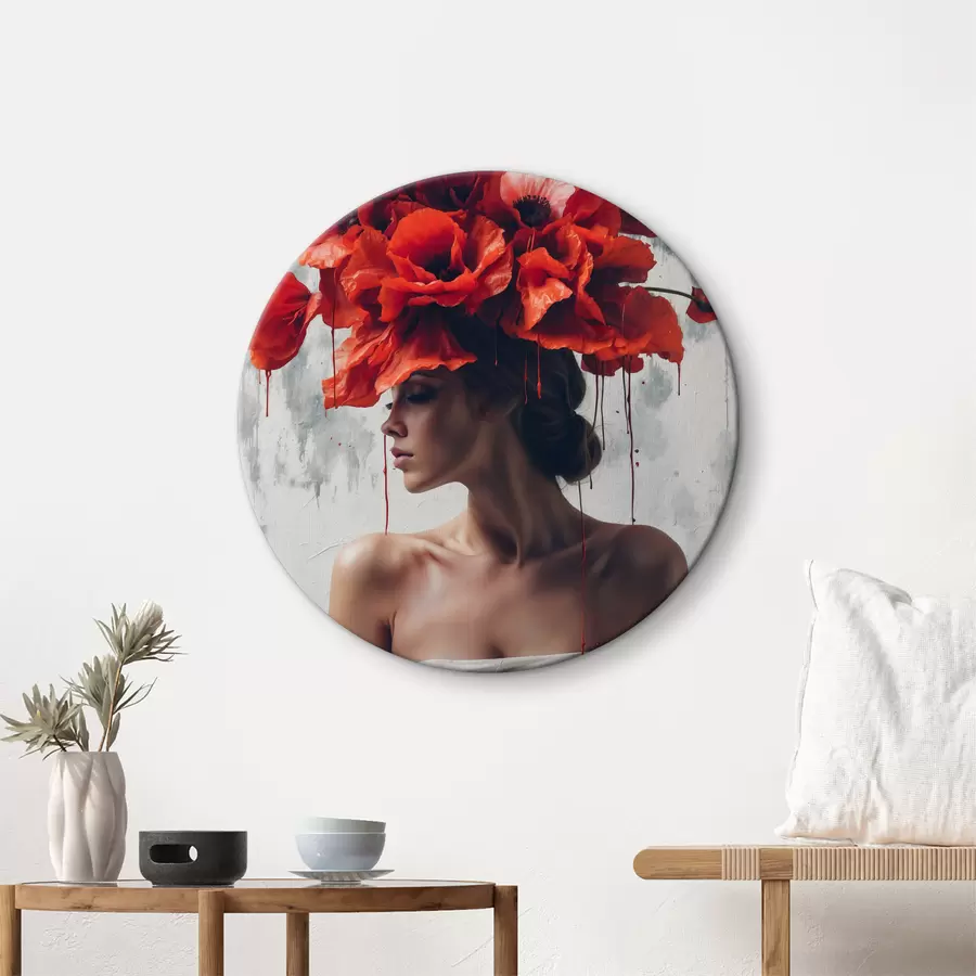 Wandbilder Mädchen mit Mohnblumen auf dem Kopf r40338