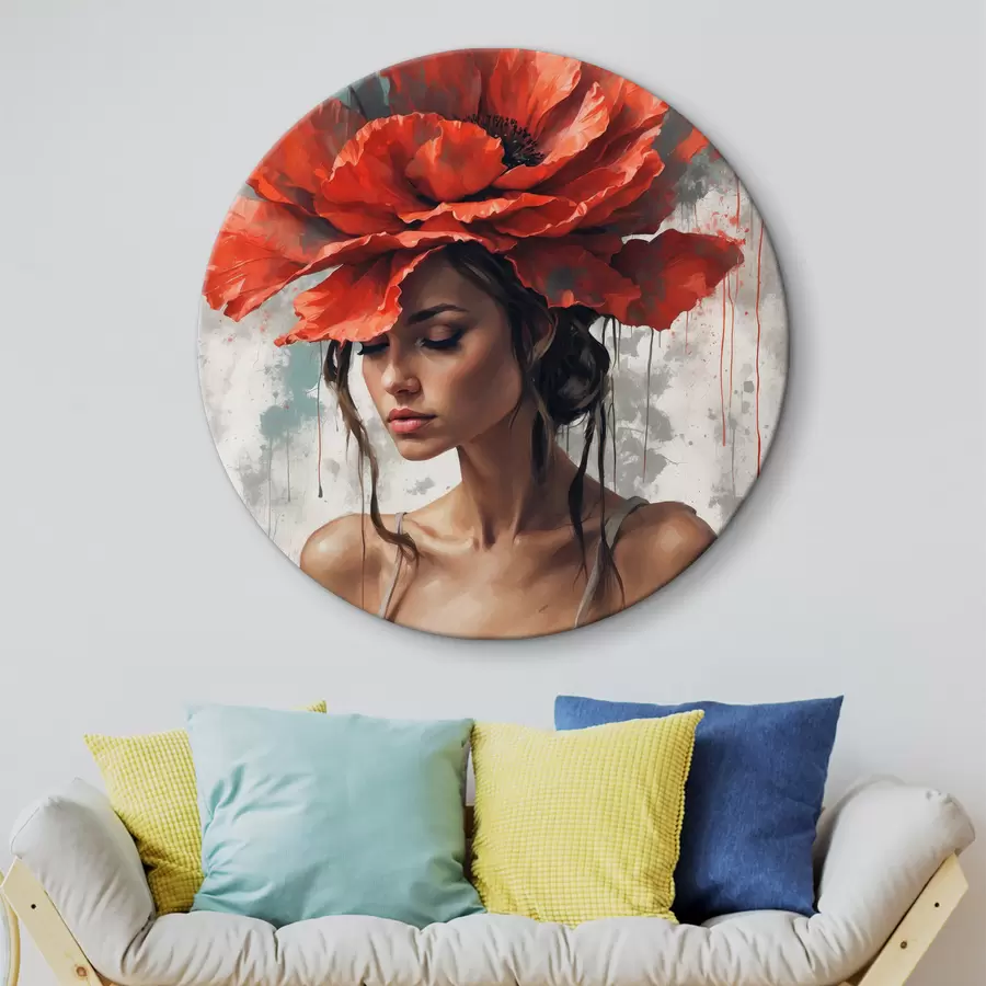 Wandbilder Mädchen mit Mohn r39171