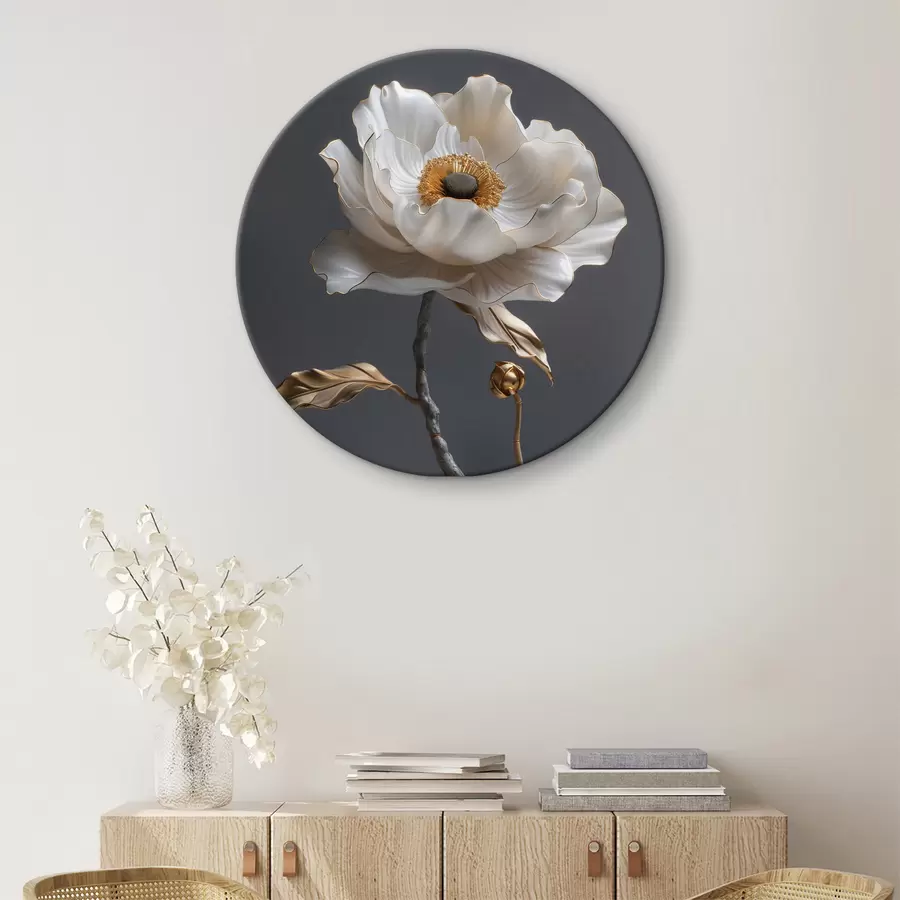 Wandbilder Anmutiger weißer Lotus blüht aus Stein r39765