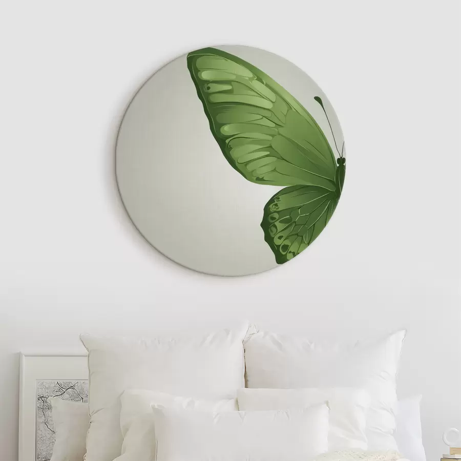 Wandbilder Linker Flügel eines grünen Schmetterlings auf weißem Hintergrund r40062