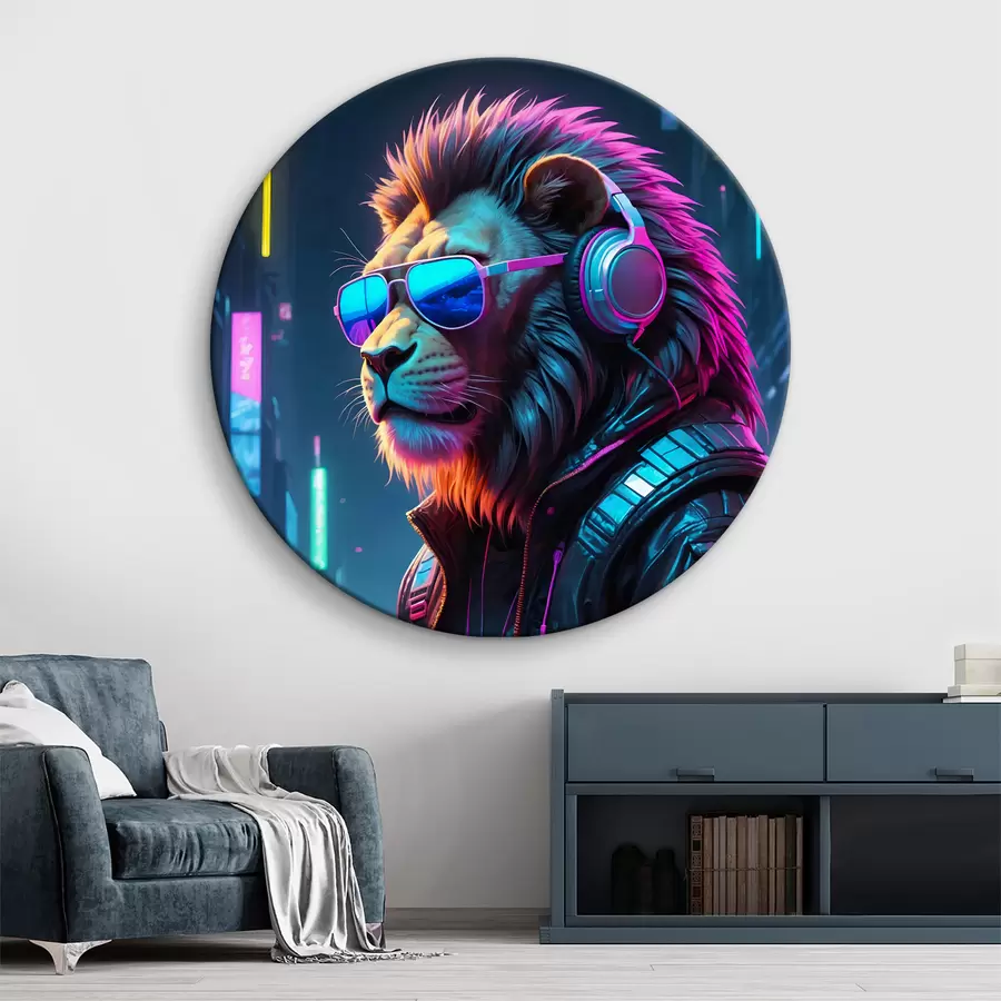 Wandbilder Löwe vor hellem Stadthintergrund r38169