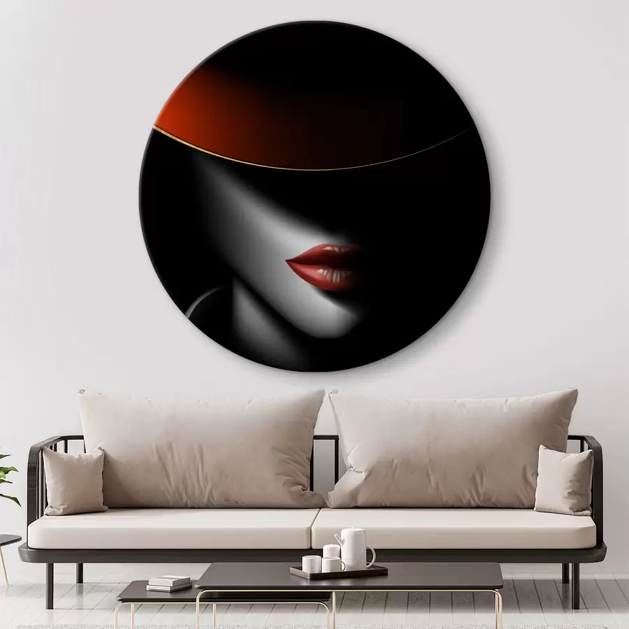 Wandbilder Lippen, Blitzlichtfotografie und Hut r03483