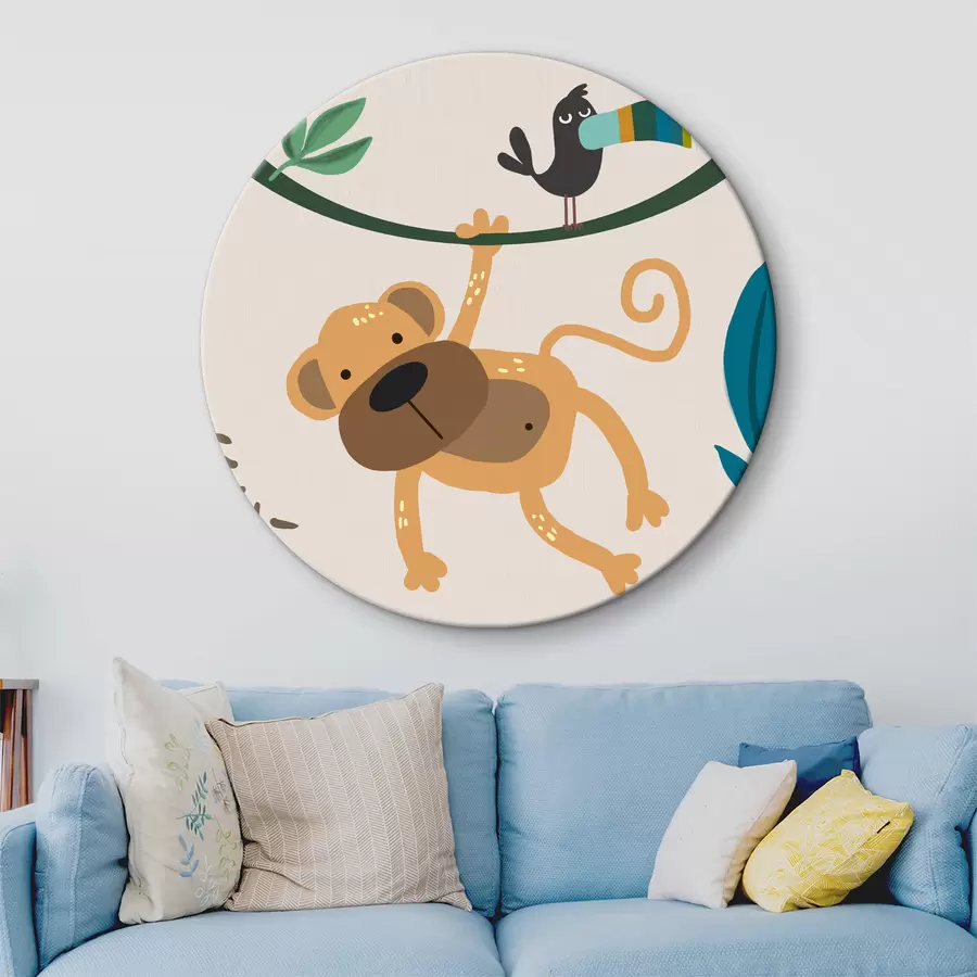 Wandbilder Affe im Dschungel im Safari-Stil, Boho r39094