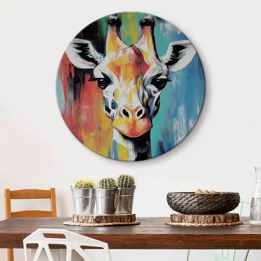 Wandbilder Mehrfarbige Giraffe r40349