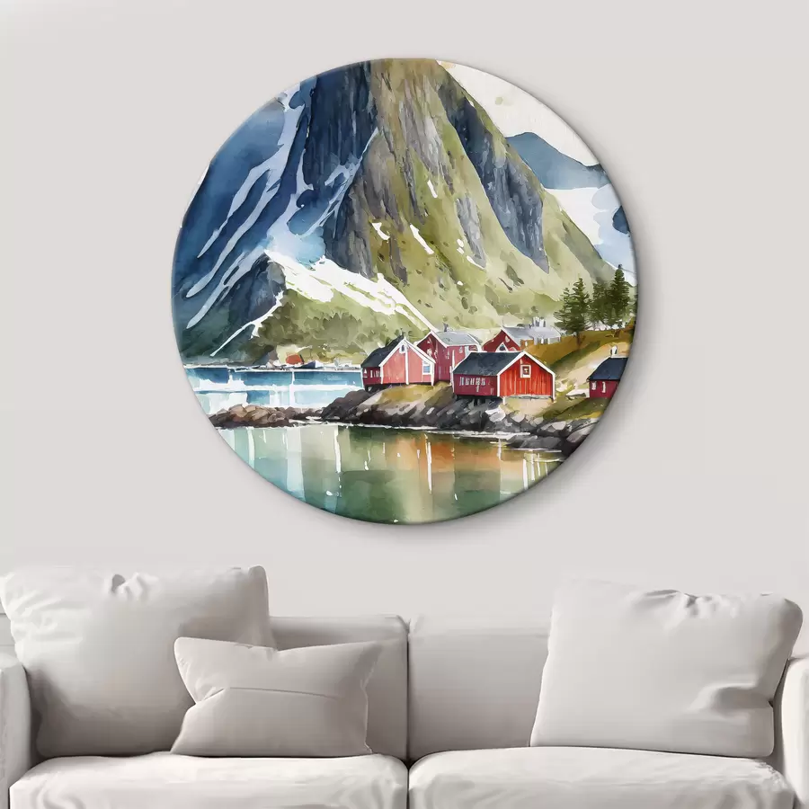 Wandbilder Norwegen, Natur, Aquarell, Lofoten r36685