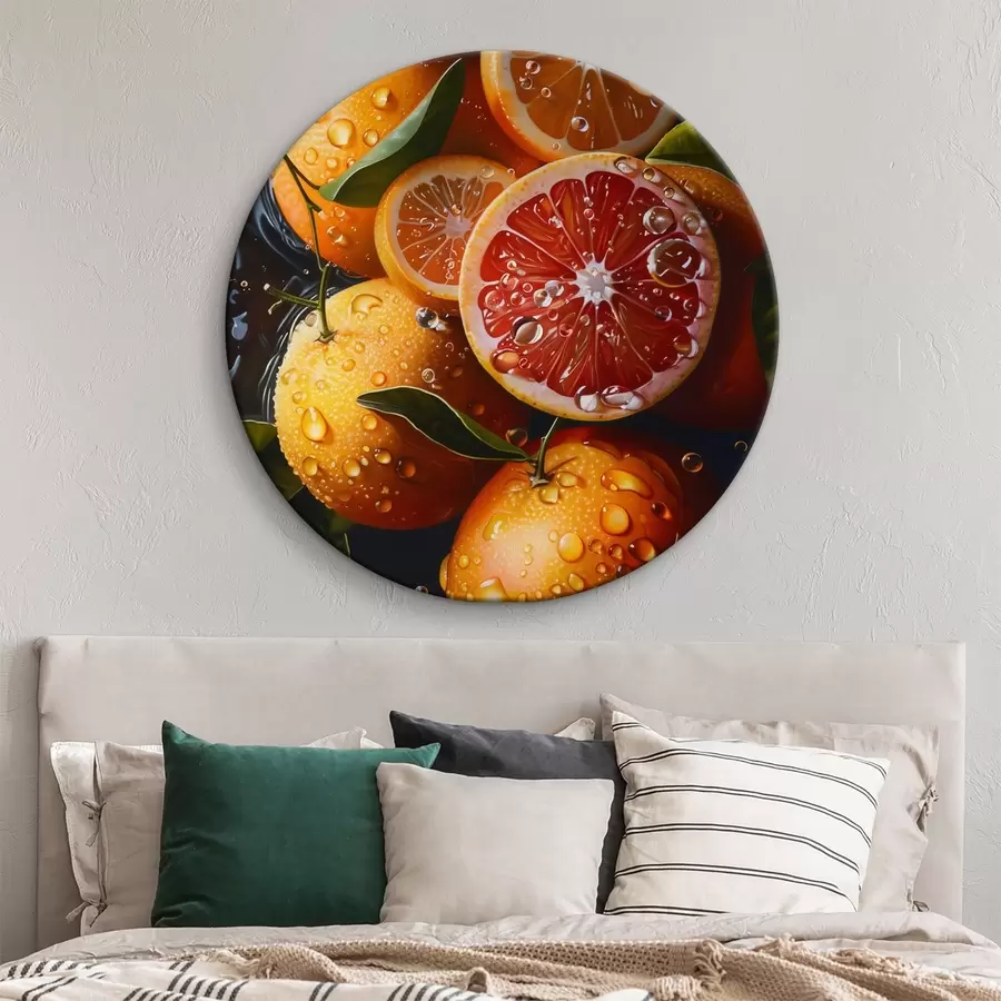 Wandbilder Orangen und Grapefruit auf dunklem Hintergrund r39238