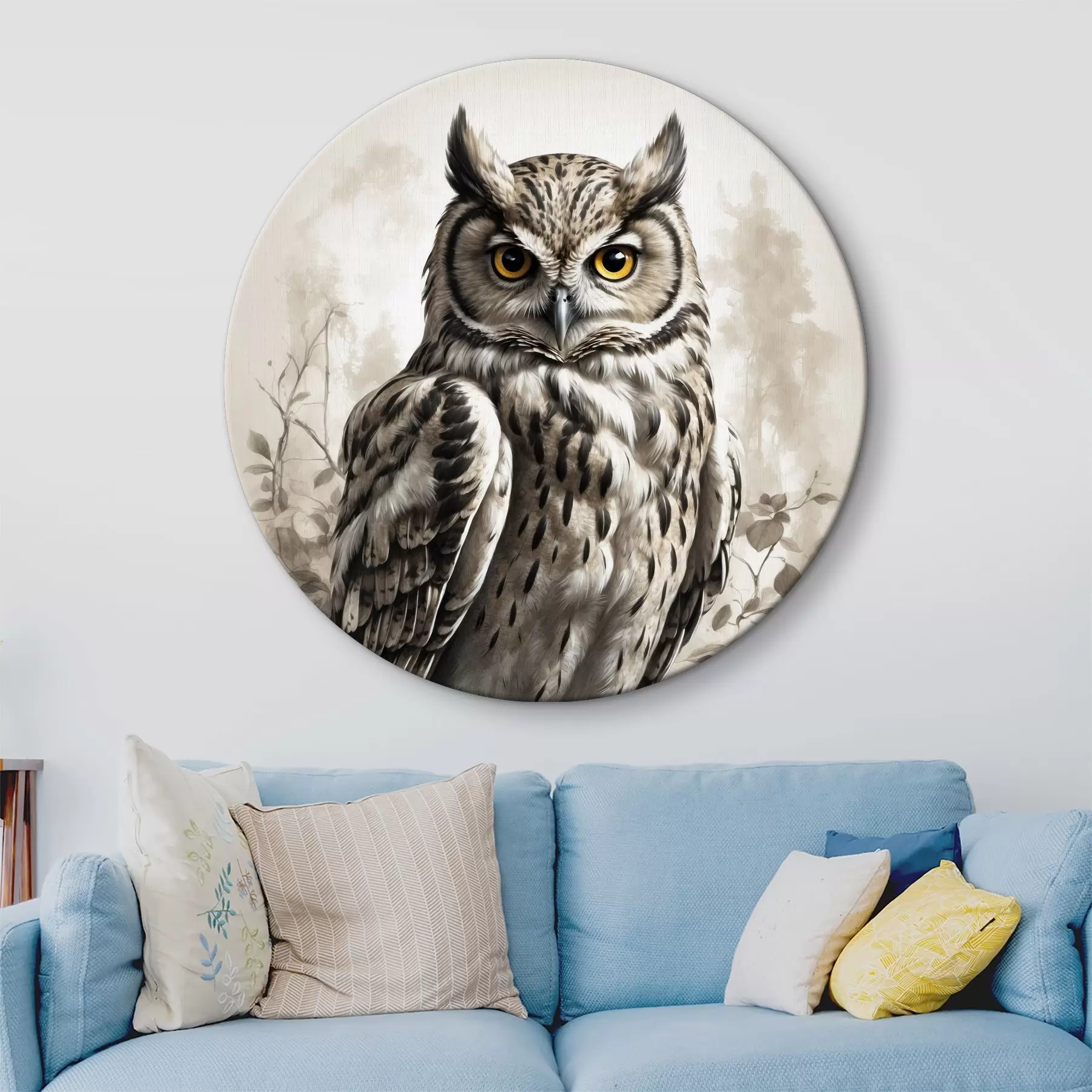 Wandbilder Eule auf schwarzem und weißem Hintergrund r38118