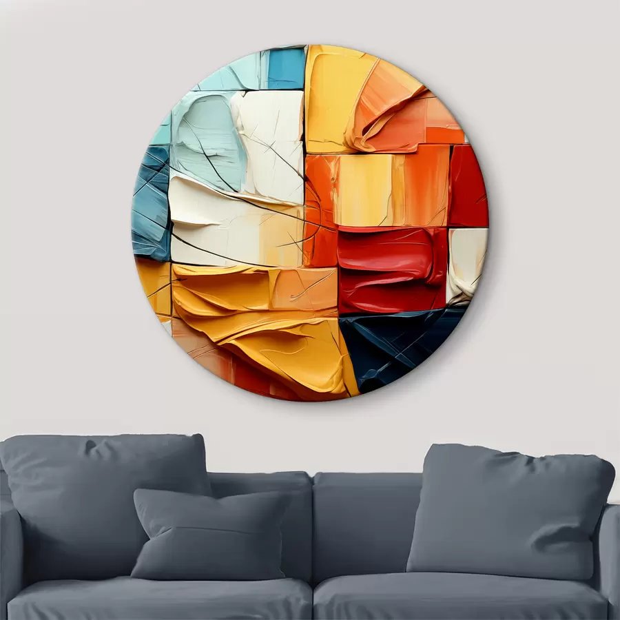 Wandbilder Stücke von heller Farbe mit Rissen, Quadraten, kubistische Malerei r39196