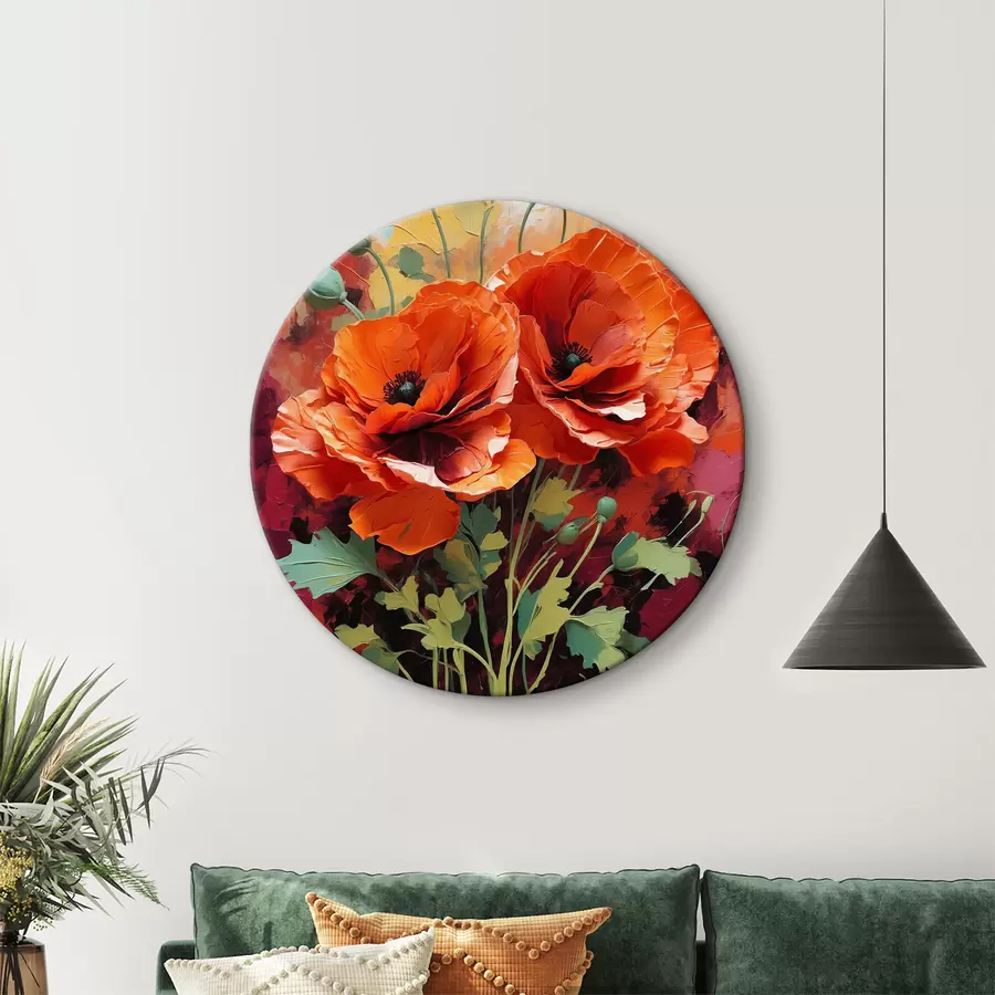 Wandbilder Mohnblumen auf abstraktem Acrylhintergrund r40323