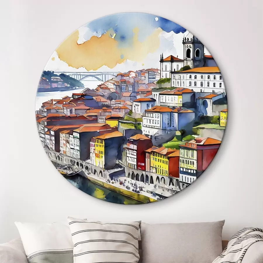 Wandbilder Porto Stadt Aquarell, Portugal, Architekturzeichnung r36680