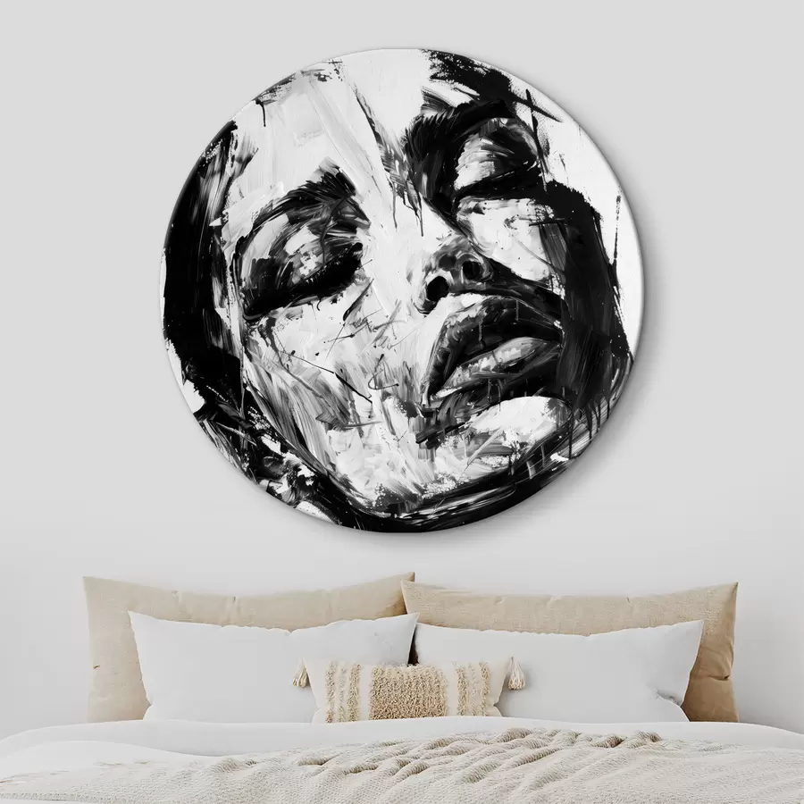 Wandbilder Porträt einer Frau mit schwarzen Pinselstrichen r38641