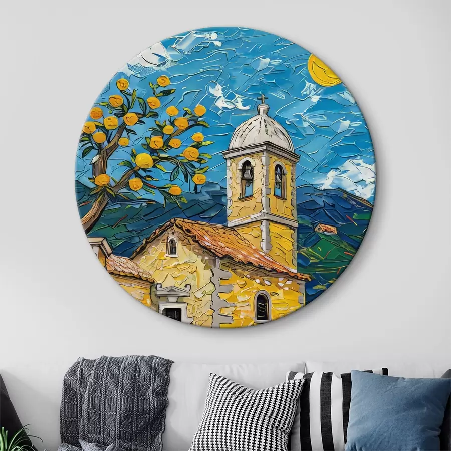 Wandbilder Simone Wunderlich: Französisches Dorf im eindrucksvollen Abendlicht r39656