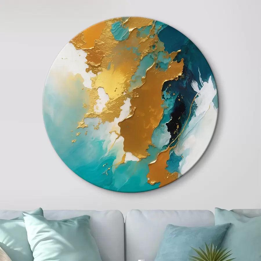 Wandbilder Teal und Bernstein abstrakte flüssige Zusammensetzung r35823