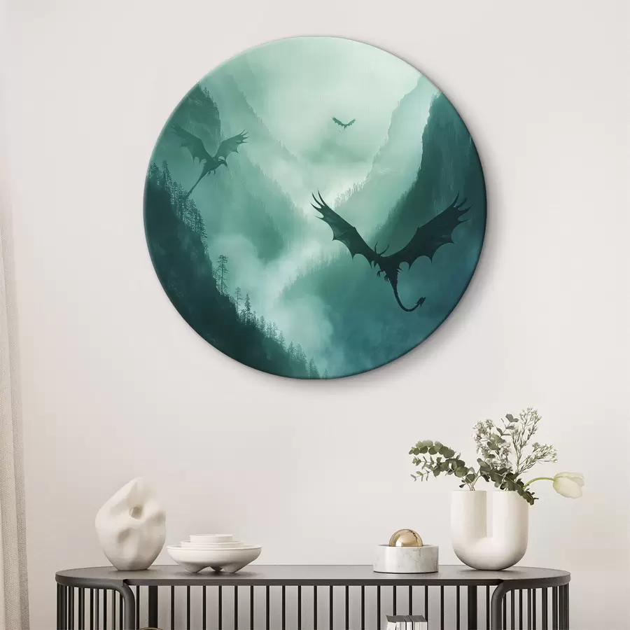 Wandbilder Zwei Drachen, grün r40011