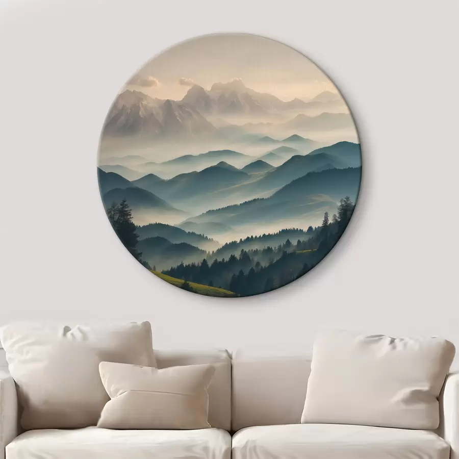Wandbilder Blick auf neblige Berge r39596