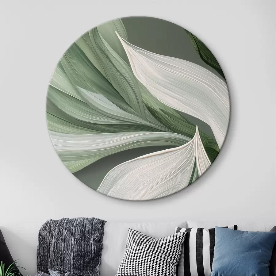 Wandbilder voluminöser abstrakter Schleier in Weiß- und Grüntönen r39327