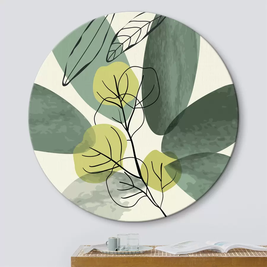 Wandbilder Aquarellzeichnung von Boho-Laub r36106