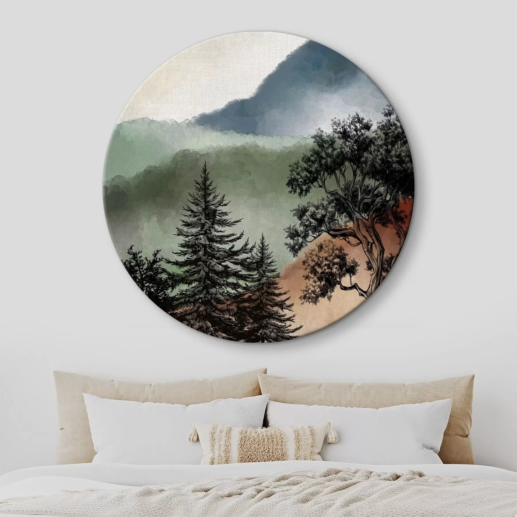 Wandbilder Aquarell von Bergen und Bäumen r36604