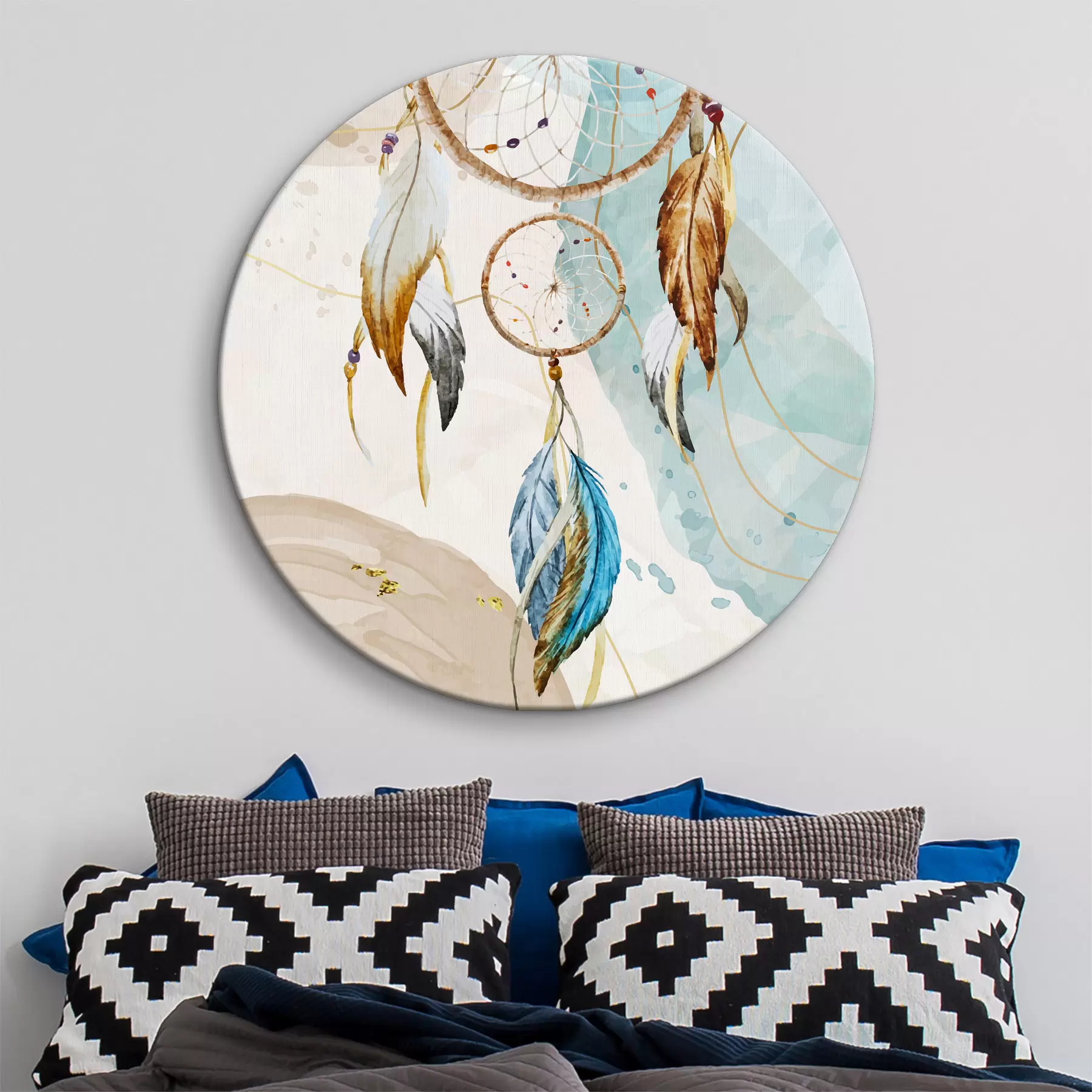 Wandbilder Aquarell, Traumfänger, Federn, Pastell r38330
