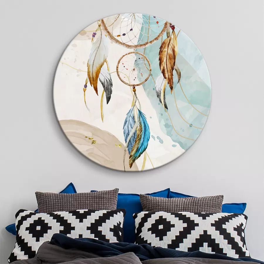 Wandbilder Aquarell, Traumfänger, Federn, Pastell r38330