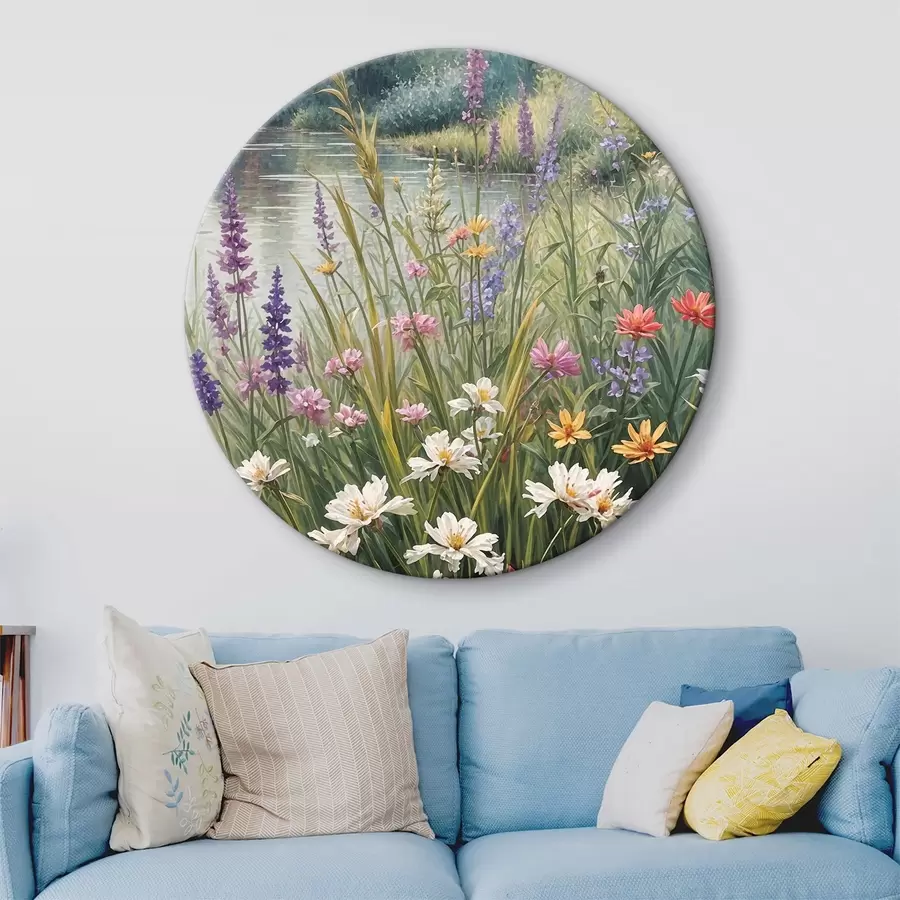 Wandbilder Wildblumen und hohe Gräser. Die Gesamtszene zeigt eine lebendige, natürliche Landschaft r38829