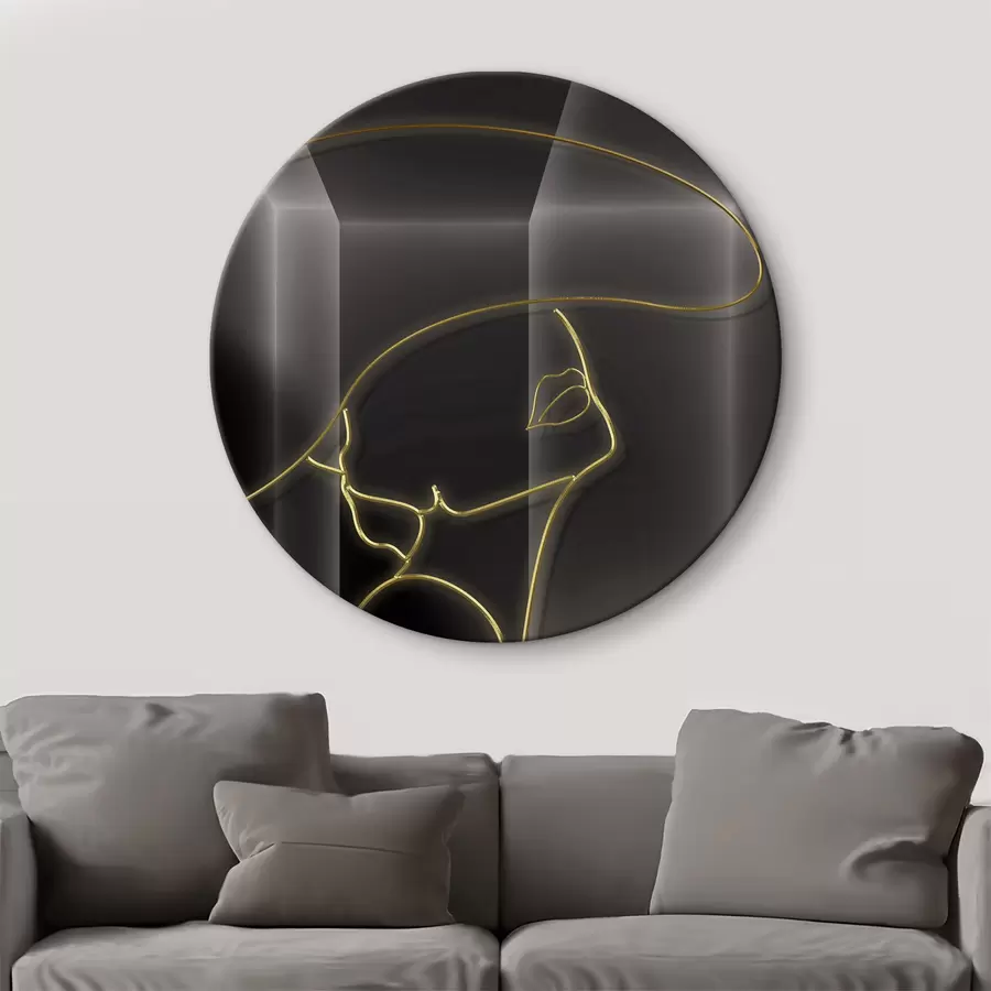 Wandbilder Frau mit einem Hut auf dem Hintergrund des Mondes r01416