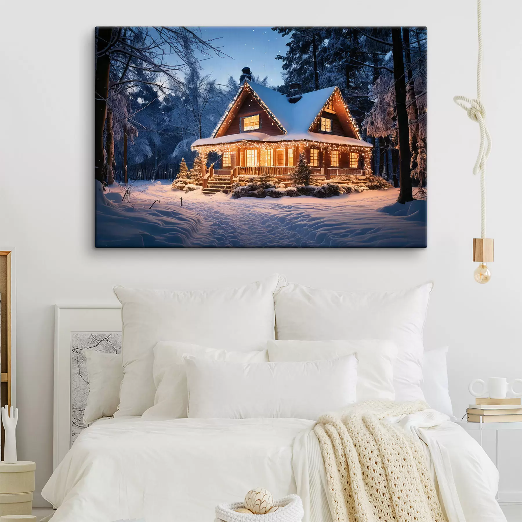 Wandbilder gemütliches Haus im Wald im Winter s41997